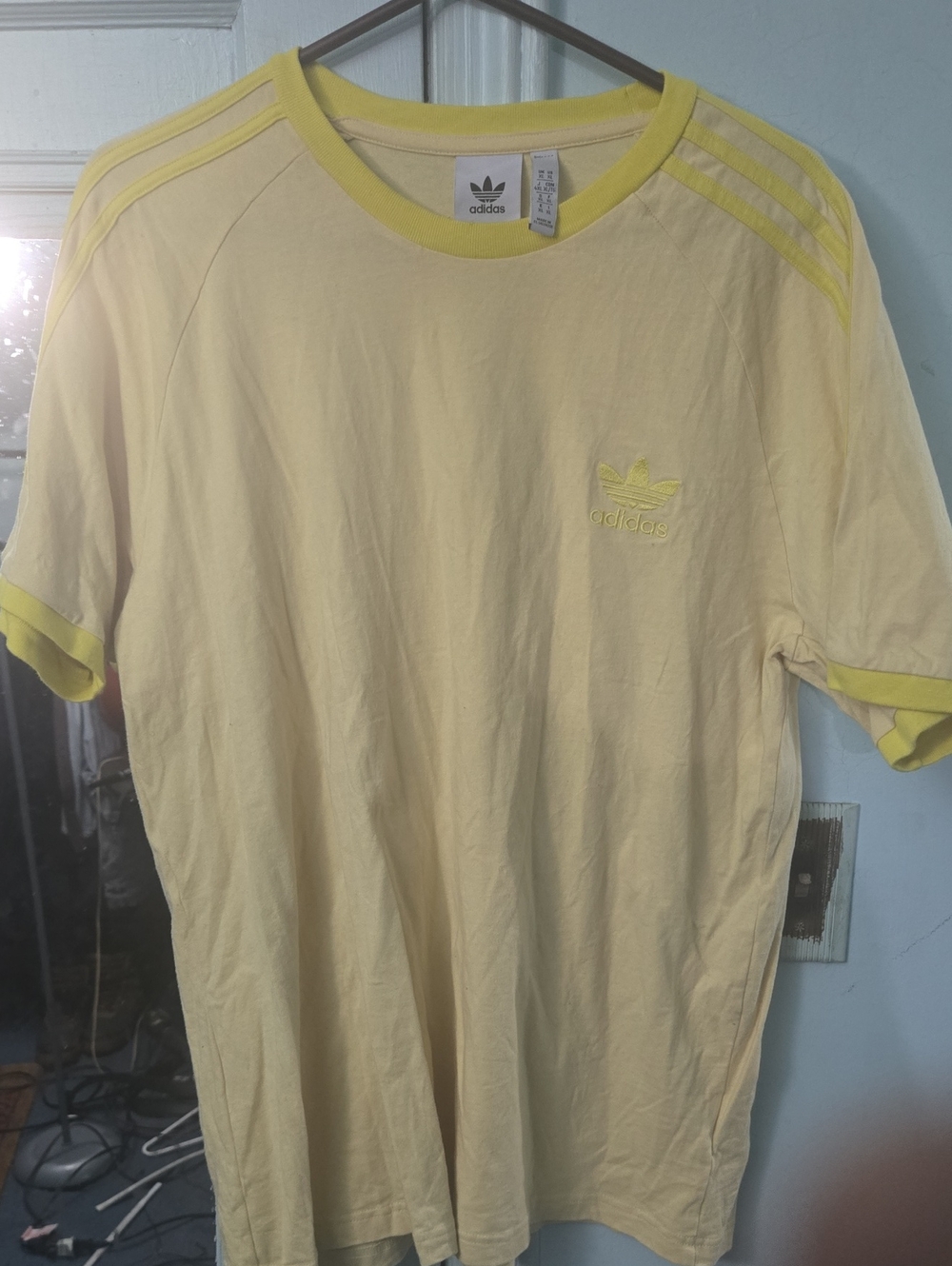 adidas Pale Yellow Trefoil Short Sleeve Tee